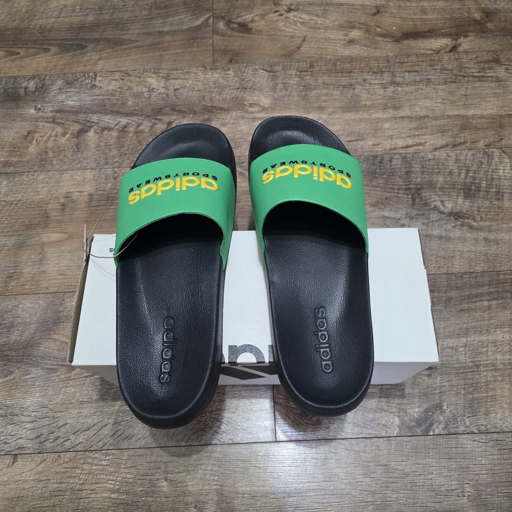 Adidas Green and Black Slides Men Size 11